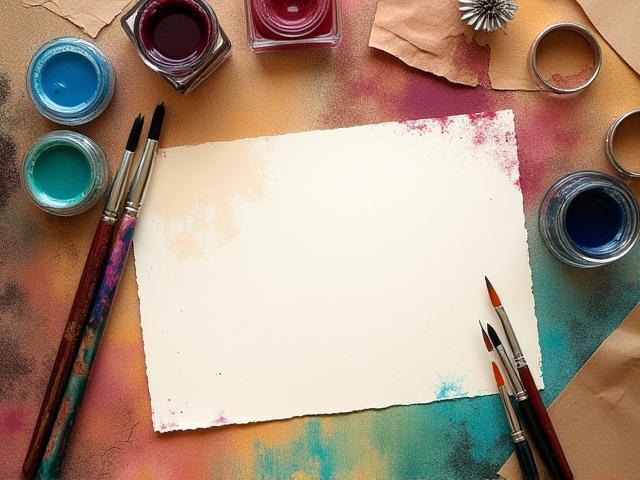 Assortiment de matériaux de calligraphie: encres colorées, plumes variées, papiers texturés